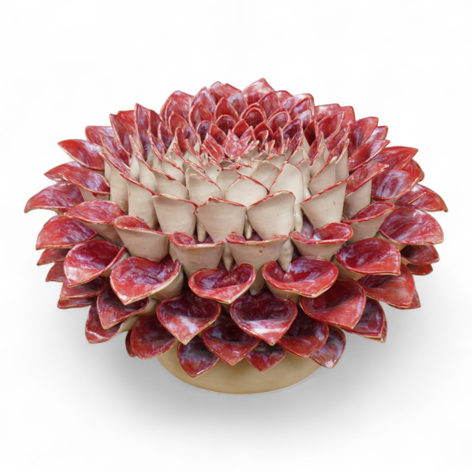 Frances Doherty, a Bishop's Pom Pom ceramic sculpture, with red glaze, 40cm wide